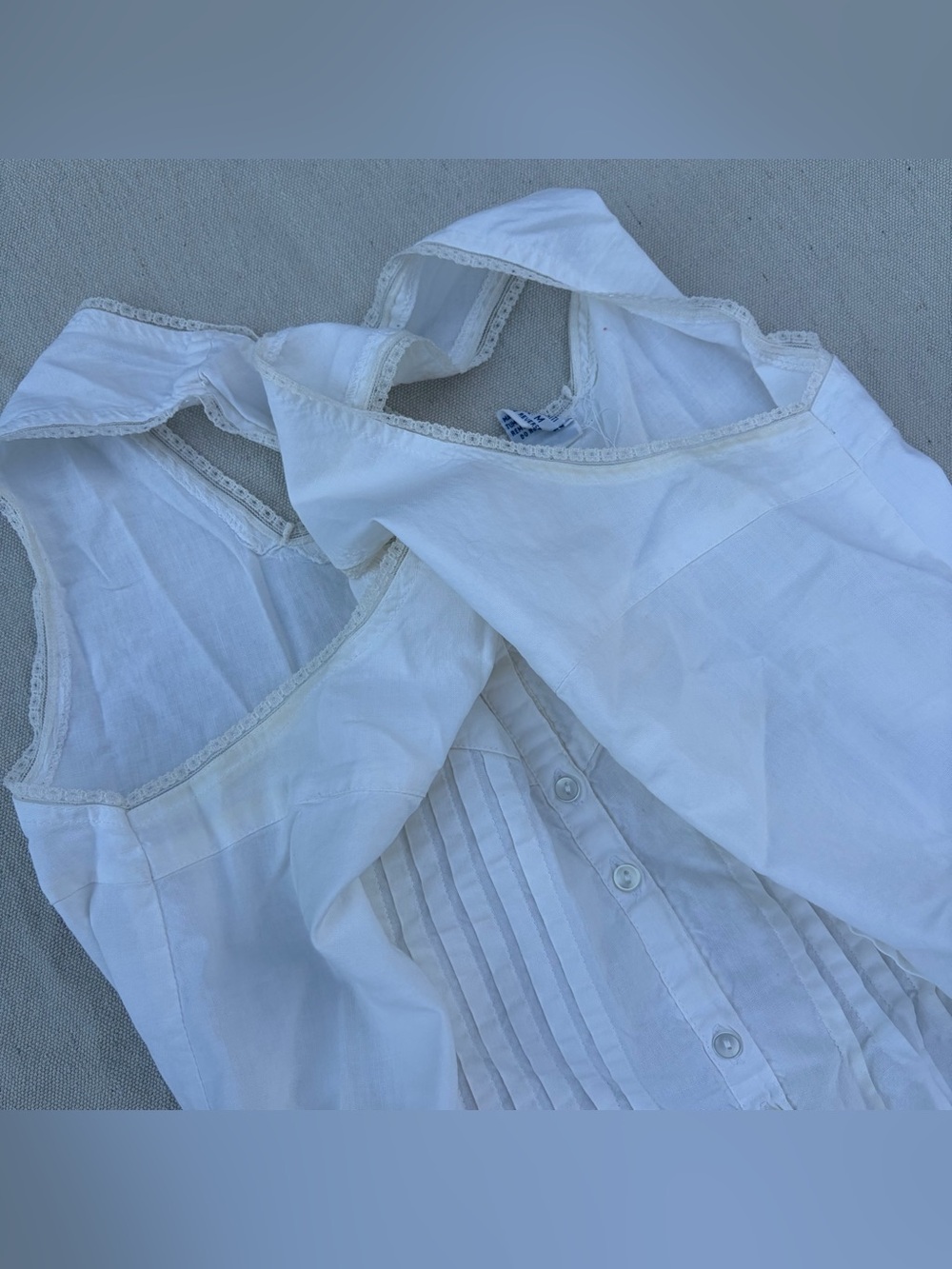 SOLD Vintage Lewis Frimel Sleepwear White Cotton Midi Maxi Dress Cottagecore - Picture 6 of 8